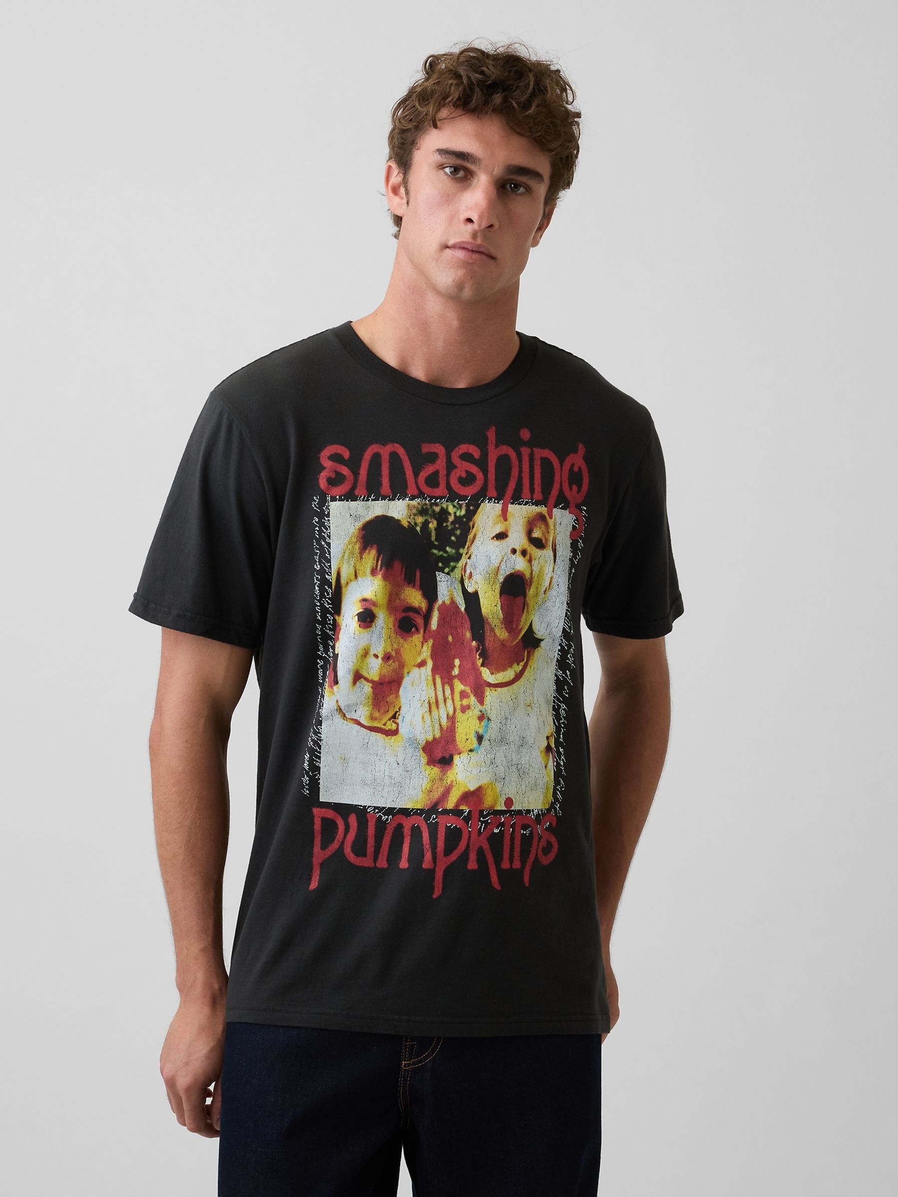 Buy Gap Black Smashing Pumpkins Everyday Soft Relaxed Graphic