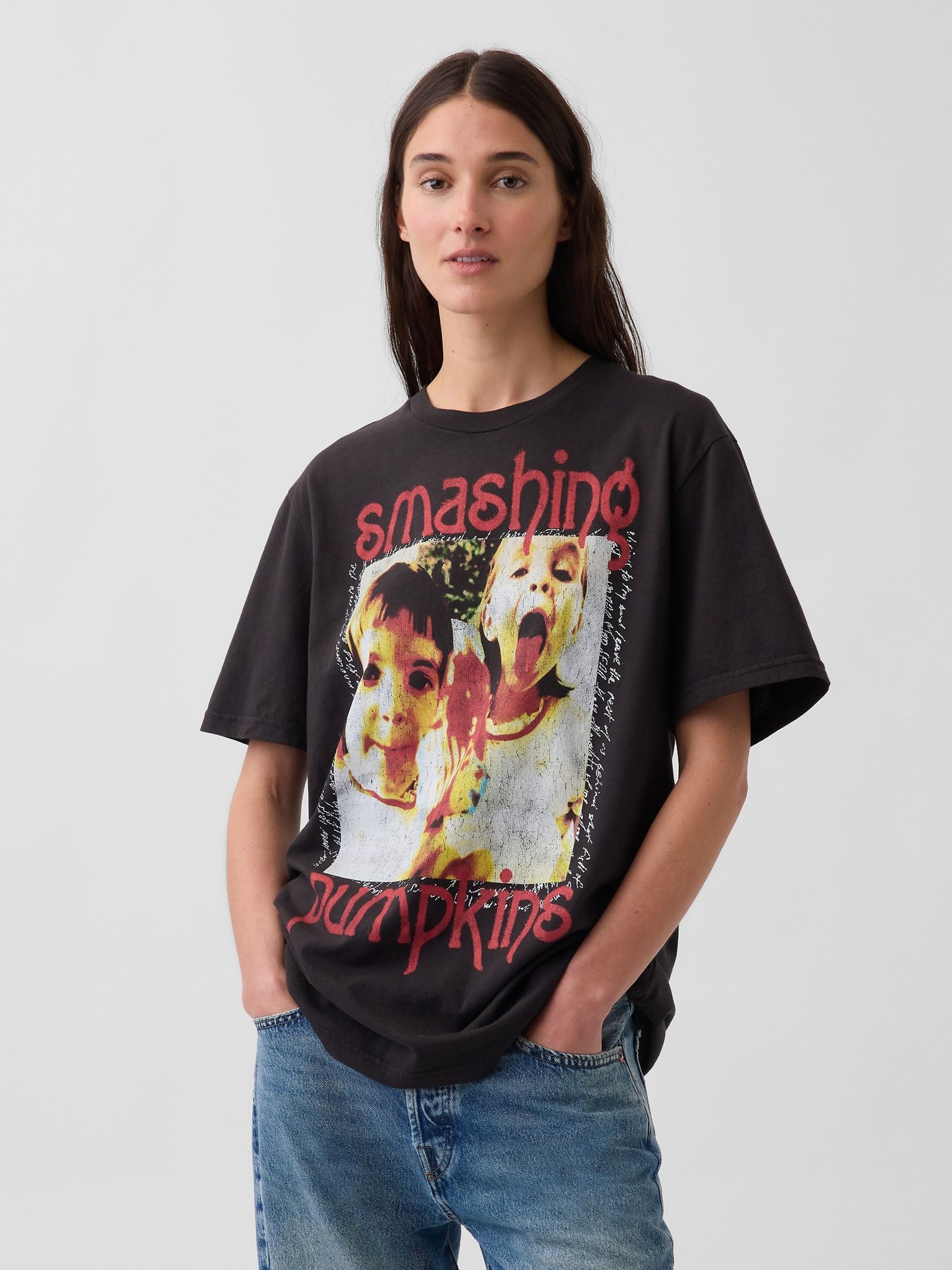 Buy Gap Black Smashing Pumpkins Everyday Soft Relaxed Graphic