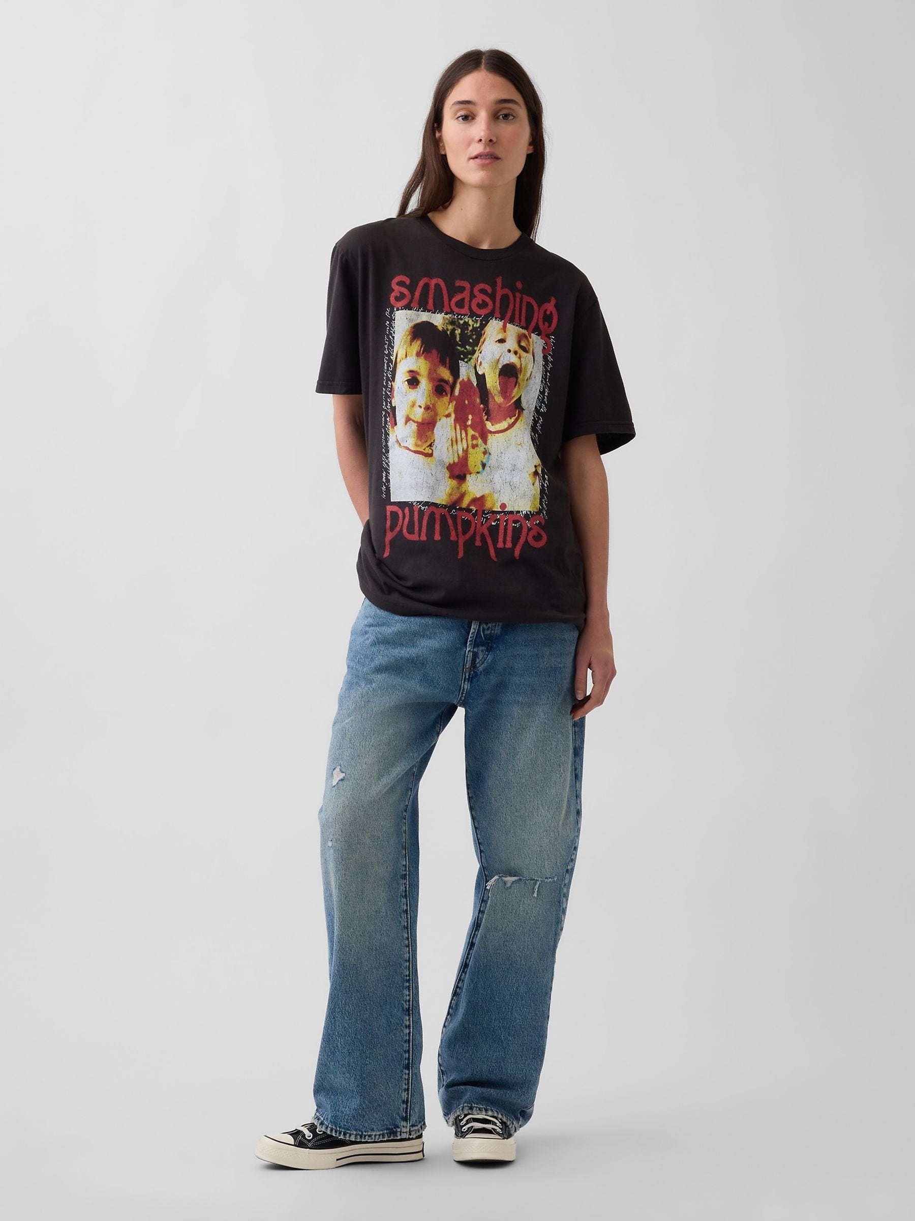 Buy Gap Black Smashing Pumpkins Everyday Soft Relaxed Graphic