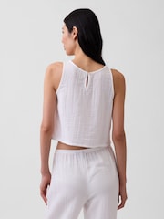 Gap White Cotton Gauze Racer Shell Vest - Image 2 of 4