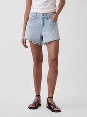 Gap Light Wash 4 inch Mid Rise UltraSoft Relaxed Cutoff Shorts - Image 1 of 4
