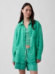 Gap Green Linen Oversized Shirt - Image 1 of 4