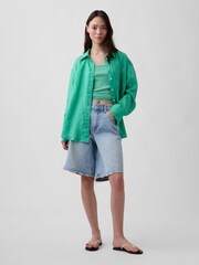 Gap Green Linen Oversized Shirt - Image 3 of 4