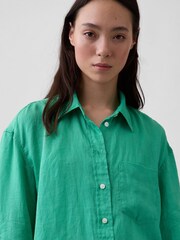 Gap Green Linen Oversized Shirt - Image 4 of 4