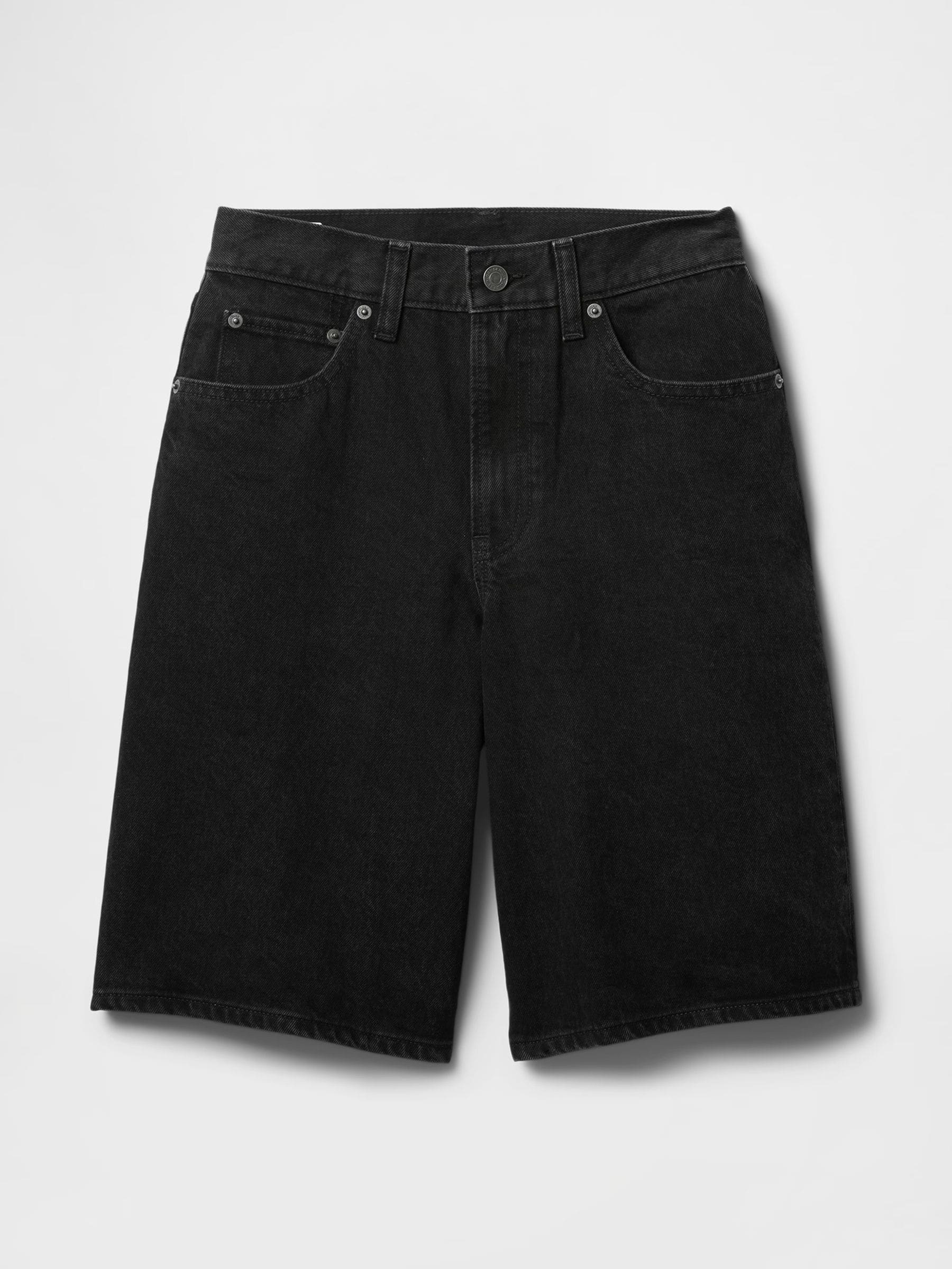 Buy Gap Black Denim 11 inch Mid Rise Longline Jorts Shorts from