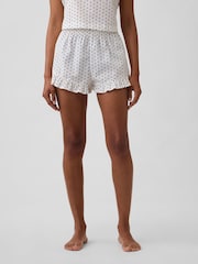 Alb cu pete - Gap Ruffle Poplin Pyjama Shorts - Imaginea 1 din 5