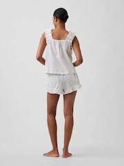 Alb cu pete - Gap Ruffle Poplin Pyjama Shorts - Imaginea 2 din 5