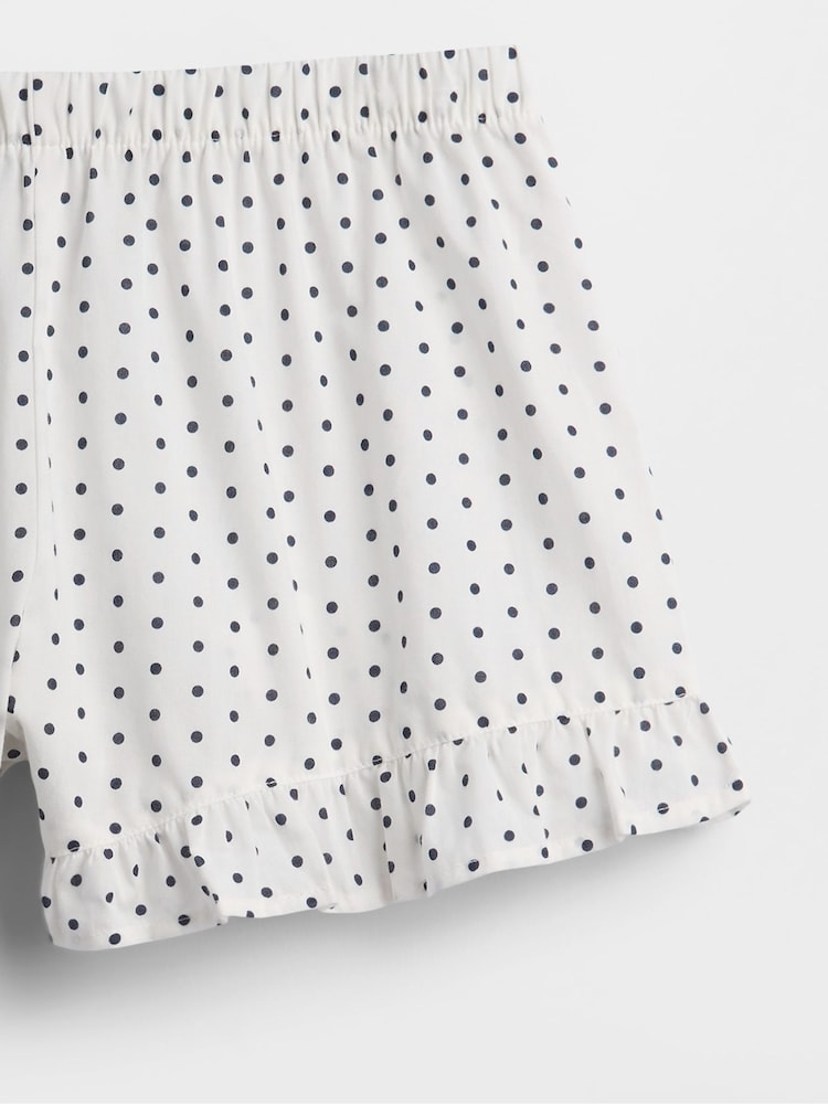 Alb cu pete - Gap Ruffle Poplin Pyjama Shorts - Imaginea 5 din 5