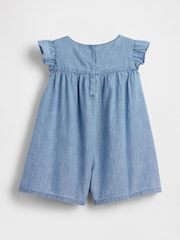 Gap Light Wash Denim Embroidered Yoke Playsuit (6mths-5yrs) - Image 3 of 4