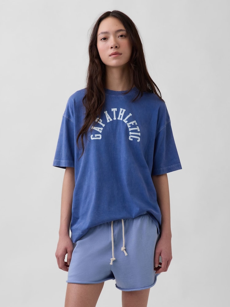 Gap Blue Vintage Soft Athletic Logo Longline T-Shirt - Image 1 of 5