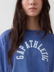 Gap Blue Vintage Soft Athletic Logo Longline T-Shirt - Image 4 of 5