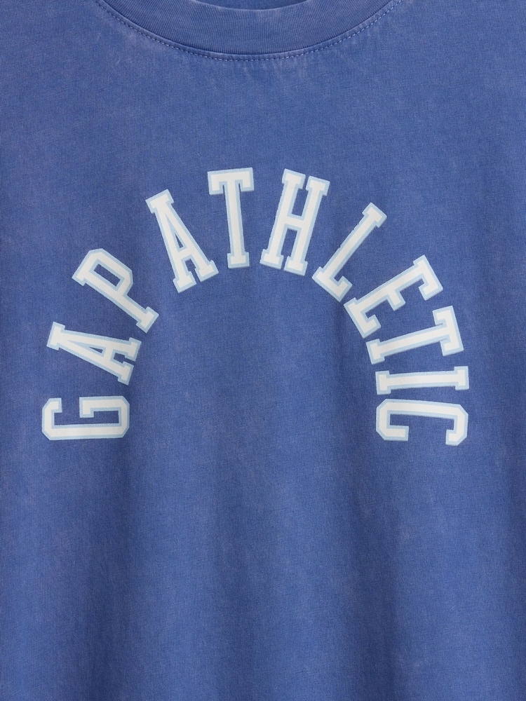 Gap Blue Vintage Soft Athletic Logo Longline T-Shirt - Image 5 of 5