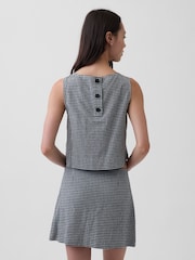 Gap Black Gingham Linen-Blend Crop Shell Vest - Image 2 of 4