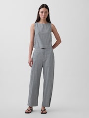 Gap Black Gingham Linen-Blend Crop Shell Vest - Image 3 of 4