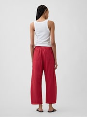 Gap Red Mid Rise Linen-Blend Easy Barrel Trousers - Image 2 of 6