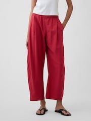 Gap Red Mid Rise Linen-Blend Easy Barrel Trousers - Image 4 of 6