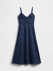 Gap Dark Wash Denim Seamed Corset Maxi Dress - Image 1 of 1