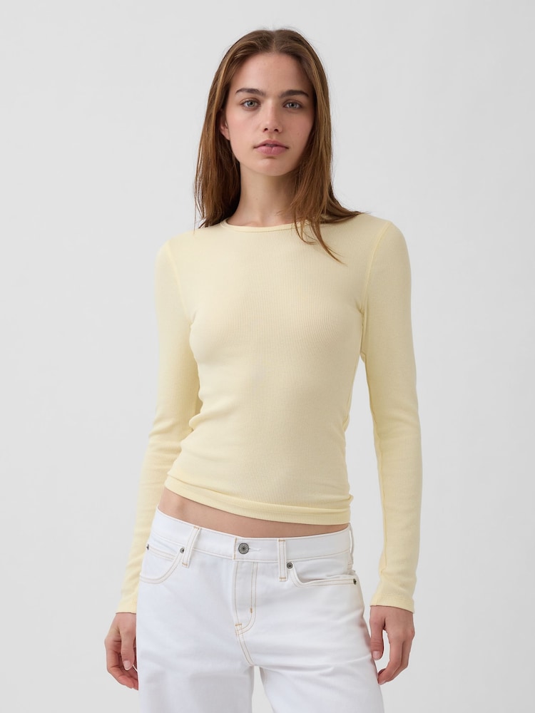 Gap Yellow Modern Rib Long Sleeve T-Shirt - Image 1 of 3