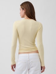 Gap Yellow Modern Rib Long Sleeve T-Shirt - Image 2 of 3