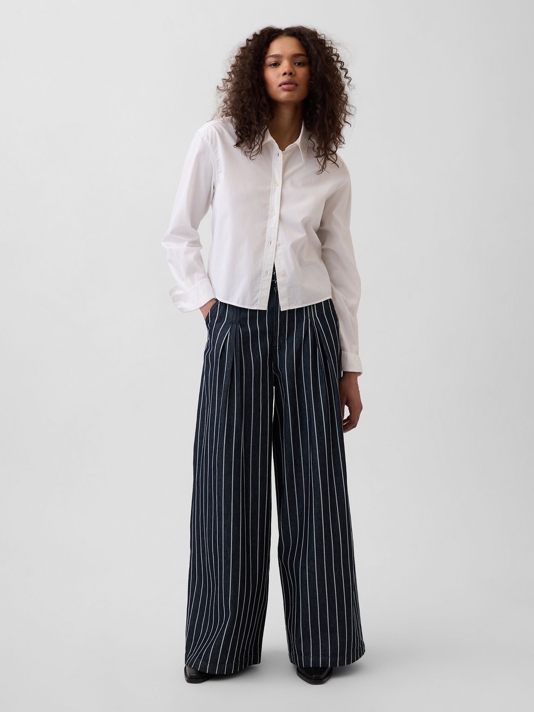 Gap Black X Harlem's Fashion Row Wide Leg Stripe Denim Trousers