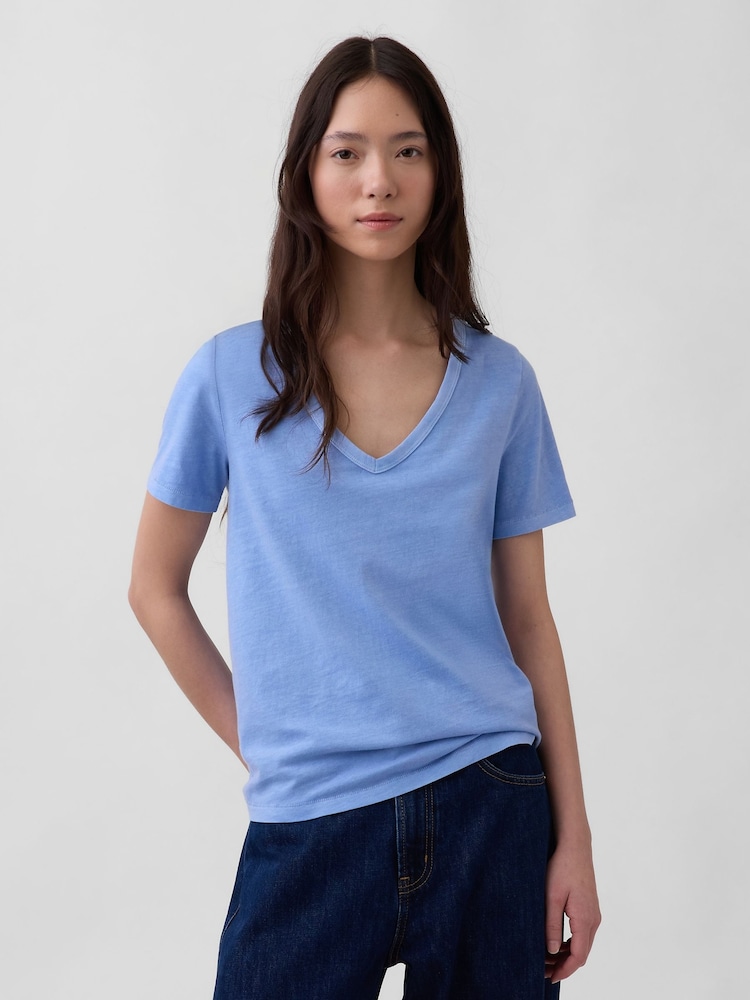 Blu - Gap Vintage Soft V-Neck T-Shirt - Immagine 1 di 3