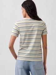 Gap Yellow Stripe Cotton VintageSoft T-Shirt - Image 2 of 4