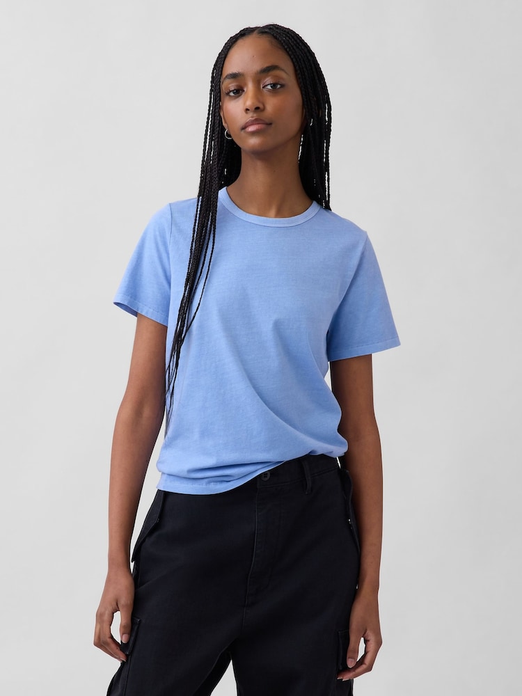 Gap Blue Cotton VintageSoft T-Shirt - Image 1 of 5