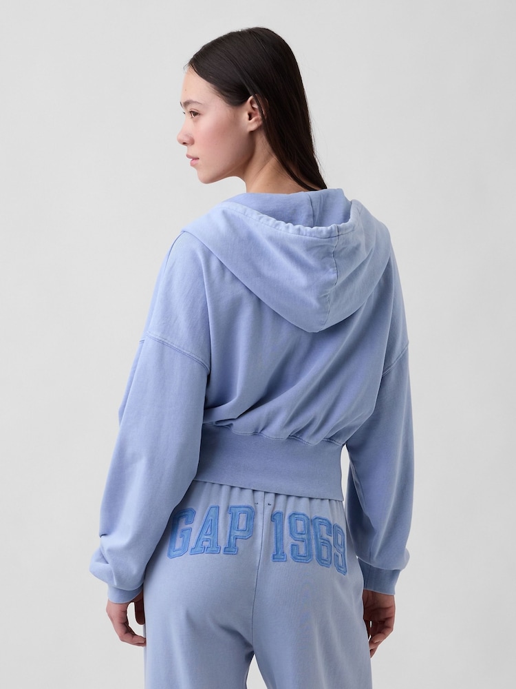 Lila - Gap French-Terry-Oversized- 1969 -Logo-Zip-Hoodie - Bild 2 von 5 Lila - Gap French-Terry-Oversized- 1969 -Logo-Zip-Hoodie - Bild 2 von 5