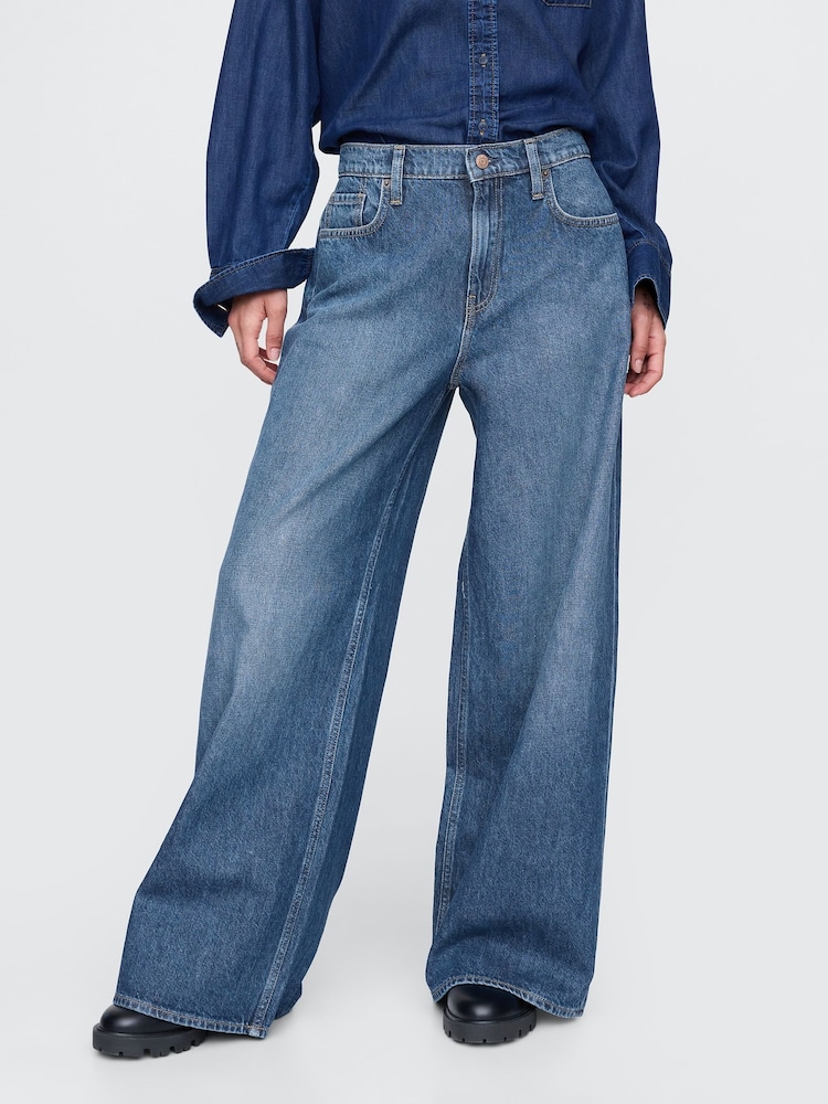 Gap Medium wash Mid Rise Extra Baggy Jeans - Image 1 of 4 Gap Medium wash Mid Rise Extra Baggy Jeans - Image 1 of 4