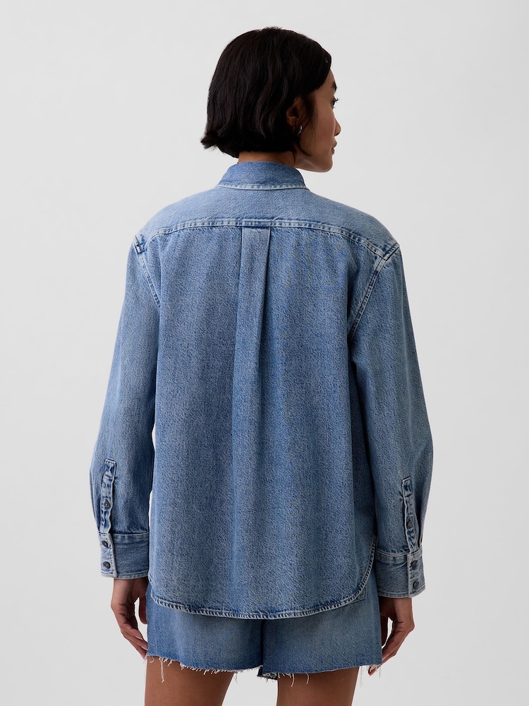 Gap Medium wash UltraSoft Denim Oversized Shirt - Image 2 of 4