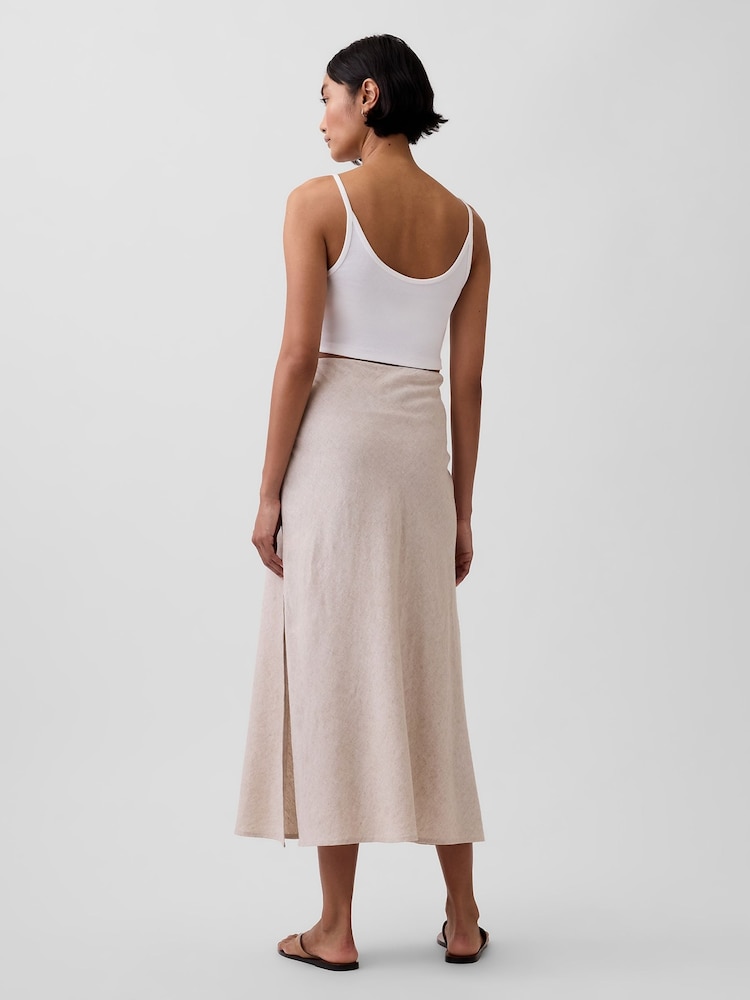 Gap Beige Linen-Blend Maxi Slip Skirt - Image 2 of 4
