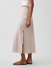 Gap Beige Linen-Blend Maxi Slip Skirt - Image 3 of 4