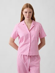Gap Pink Gingham Poplin pyjama Shirt - Image 1 of 4