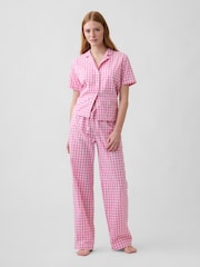 Gap Pink Gingham Poplin pyjama Shirt - Image 3 of 4