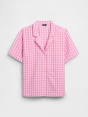 Gap Pink Gingham Poplin pyjama Shirt - Image 4 of 4