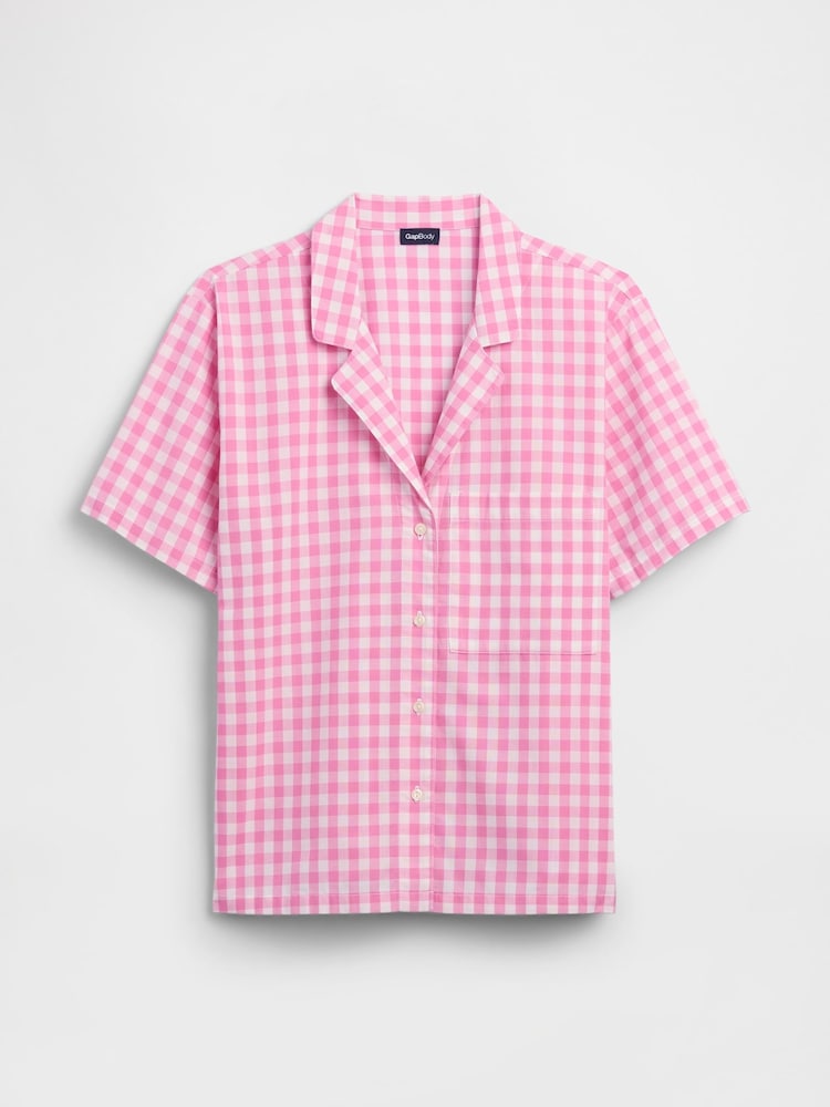 Gap Pink Gingham Poplin pyjama Shirt - Image 4 of 4