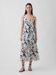 Gap Black Floral Seamed Drop-Waist Maxi Dress - Image 1 of 4