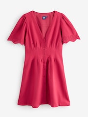 Gap Red Linen-Blend Cinched Mini Shirtdress - Image 1 of 6