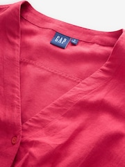 Gap Red Linen-Blend Cinched Mini Shirtdress - Image 3 of 6