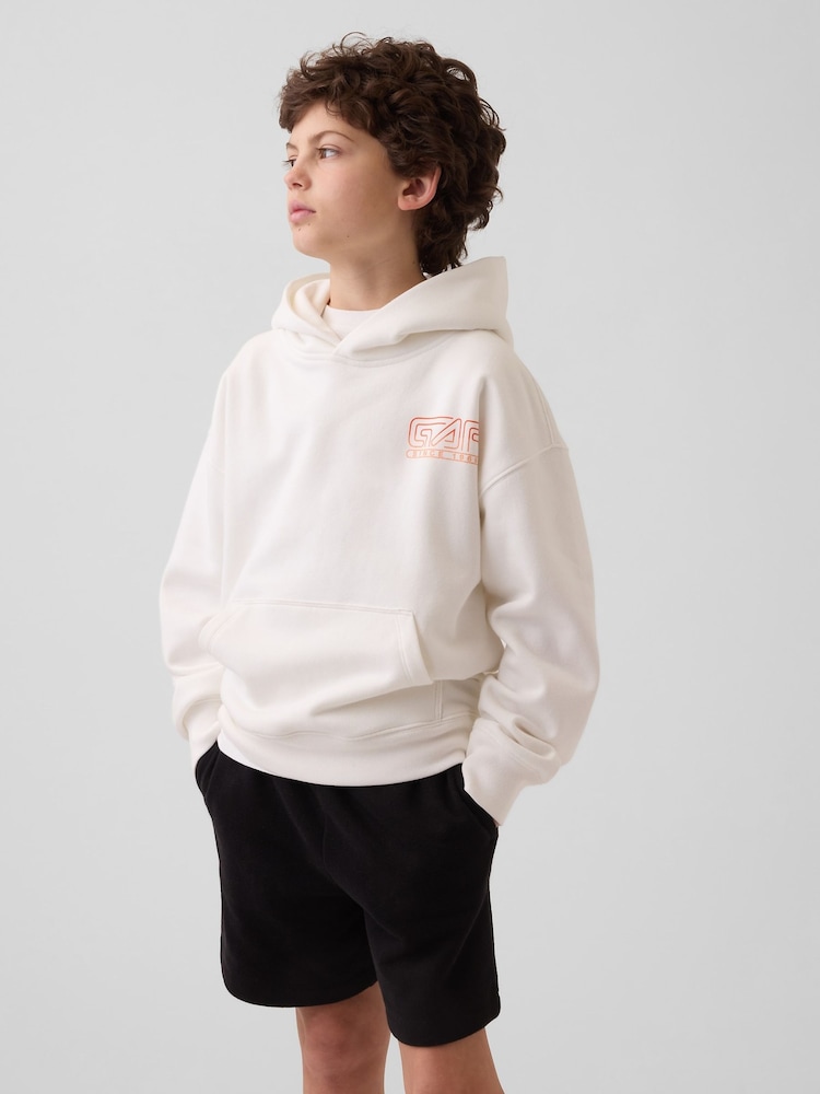 Crème - Gap VintageSoft Relaxed Graphic Hoodie (4-13yrs) - Image 1 de 4