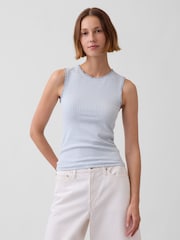 Gap Blue Gingham Pointelle Shell Vest - Image 1 of 4