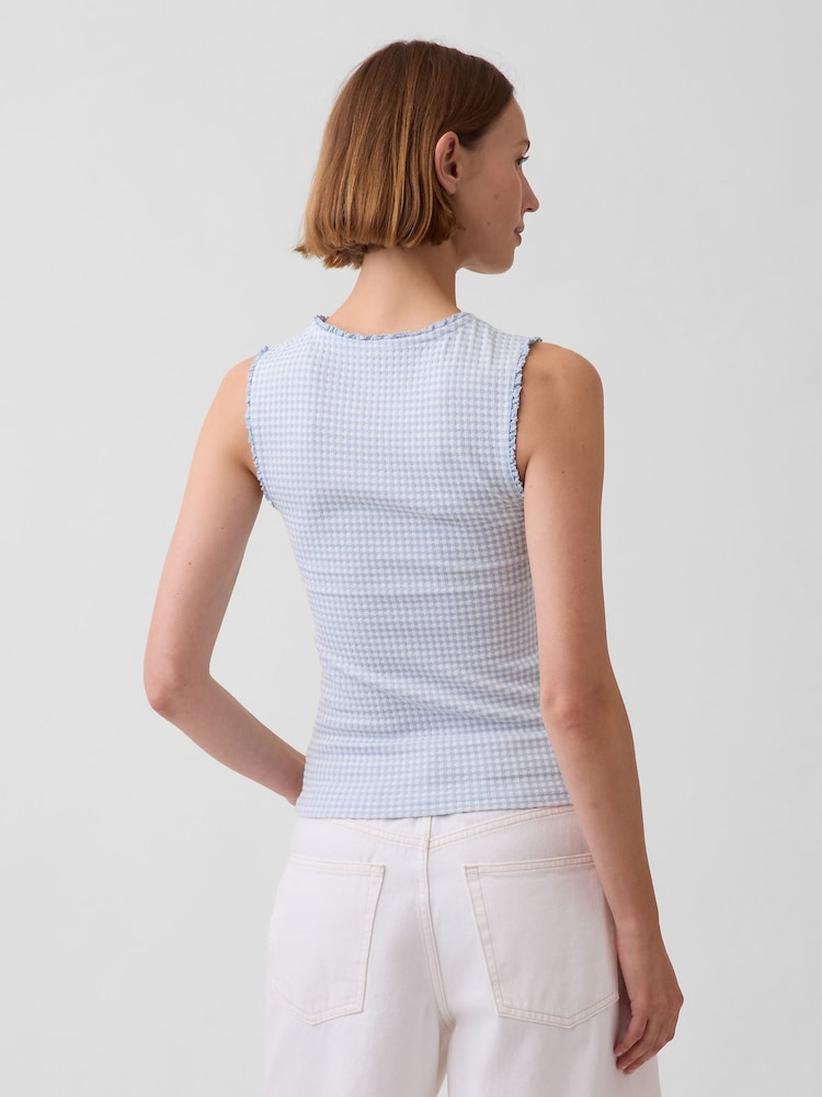 Gap Blue Gingham Pointelle Shell Vest - Image 2 of 4