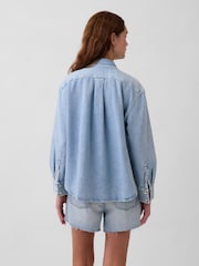 Gap Light Wash UltraSoft Denim Oversized Shirt - Image 2 of 4