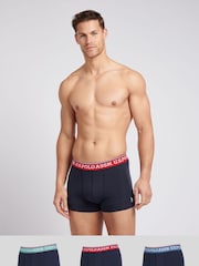 U.S. Polo Assn. Blue Mens Highlight Stripe Boxer Shorts 3 Pack - Image 1 of 8