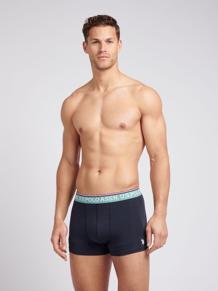 U.S. Polo Assn. Blue Mens Highlight Stripe Boxer Shorts 3 Pack - Image 2 of 8
