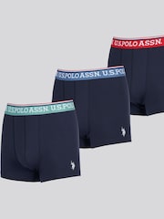 U.S. Polo Assn. Blue Mens Highlight Stripe Boxer Shorts 3 Pack - Image 7 of 8