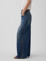 Gap Medium wash Mid Rise UltraSoft Studded Baggy Jeans - Image 3 of 4