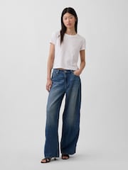 Gap Medium wash Mid Rise UltraSoft Studded Baggy Jeans - Image 4 of 4
