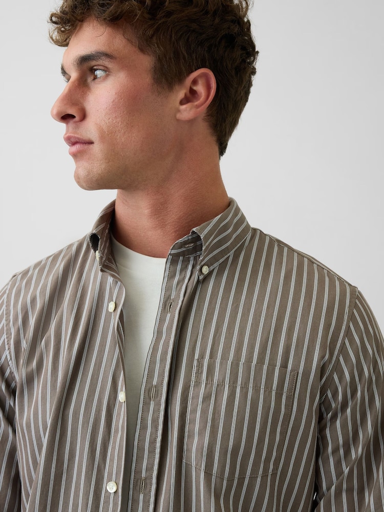 Gap Brown stripe Cotton Poplin Classic Shirt - Image 2 of 3