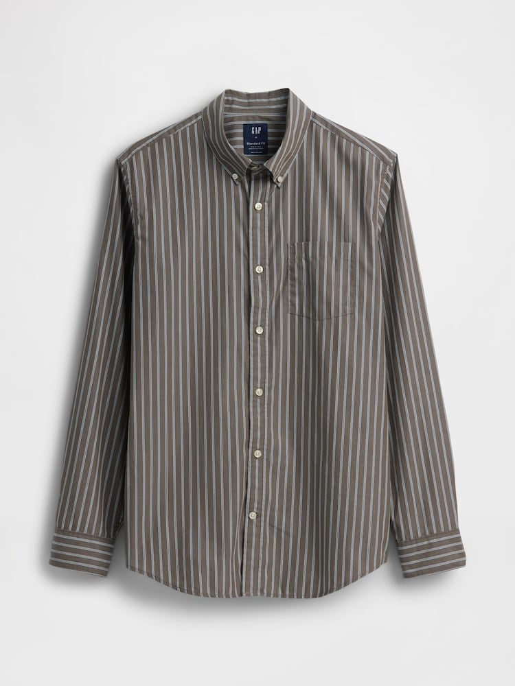 Gap Brown stripe Cotton Poplin Classic Shirt - Image 3 of 3